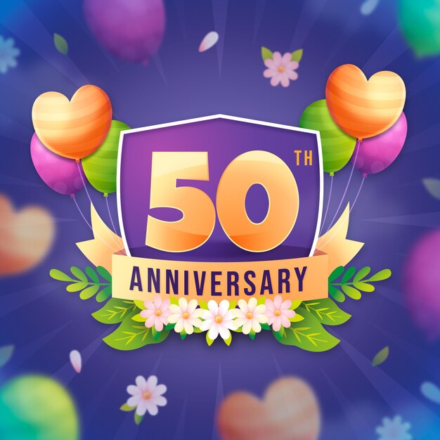 Free vector gradient 50th anniversary card