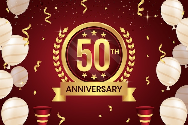 無料ベクター グラデーション50周年または誕生日のデザイン