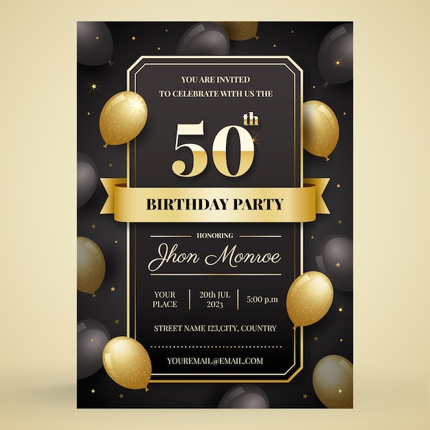 グラデーション50歳の誕生日の招待状