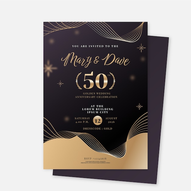 Free vector gradient 50th birthday invitation