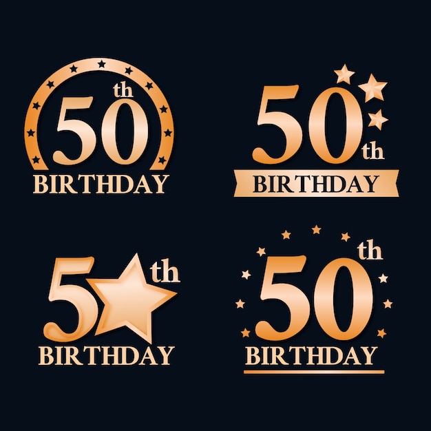 무료 벡터 그라데이션 50 번째 생일 로고 템플릿