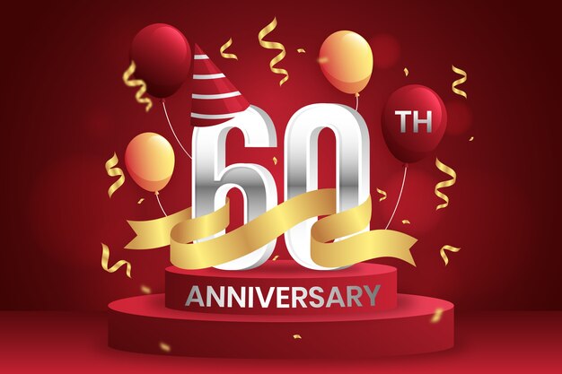 그라디언트 60주년 또는 생일 디자인