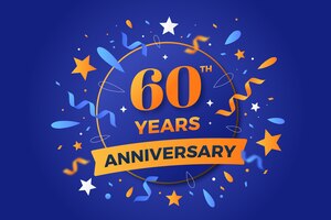 Бесплатное векторное изображение Градиент 60-летия или поздравительная открытка