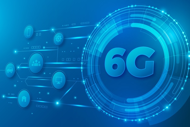 Бесплатное векторное изображение Градиентный фон технологии 6g