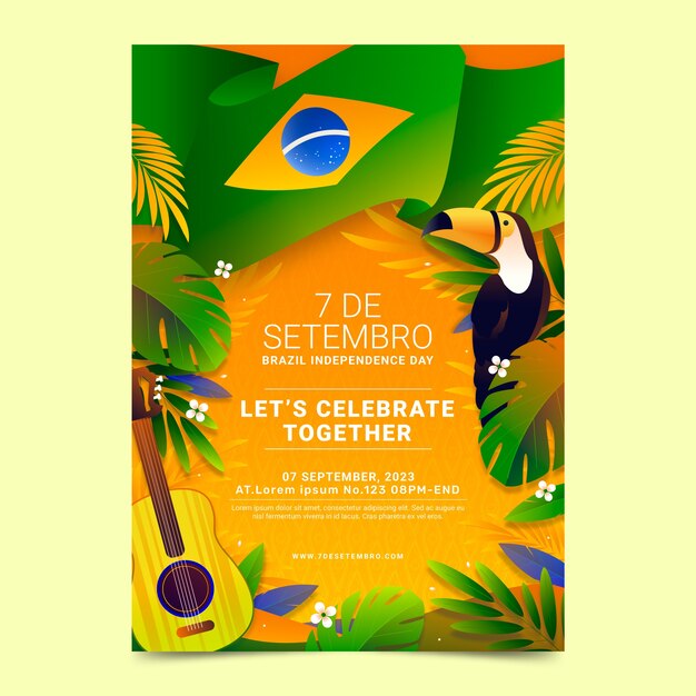 Gradient 7 de setembro vertical poster template