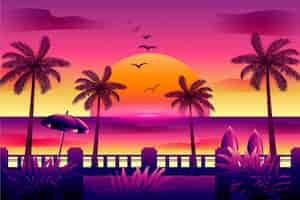 Free vector gradient 80's summer illustration