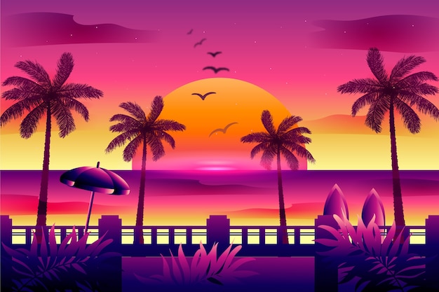 Gradient 80's summer illustration