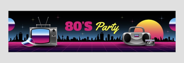 Градиент празднования вечеринки 80-х twitch баннер шаблон