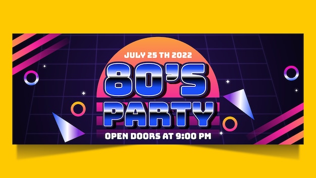 Gradient 80s party facebook cover