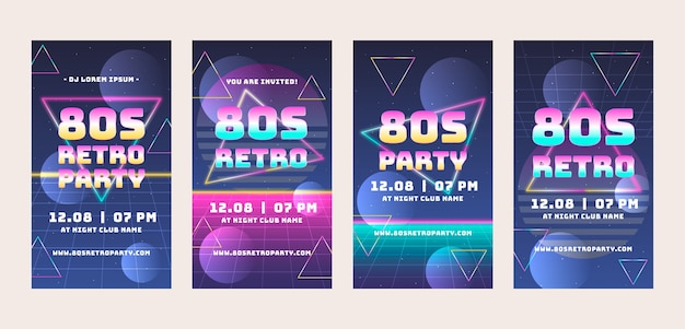 Gradient 80s party instagram stories