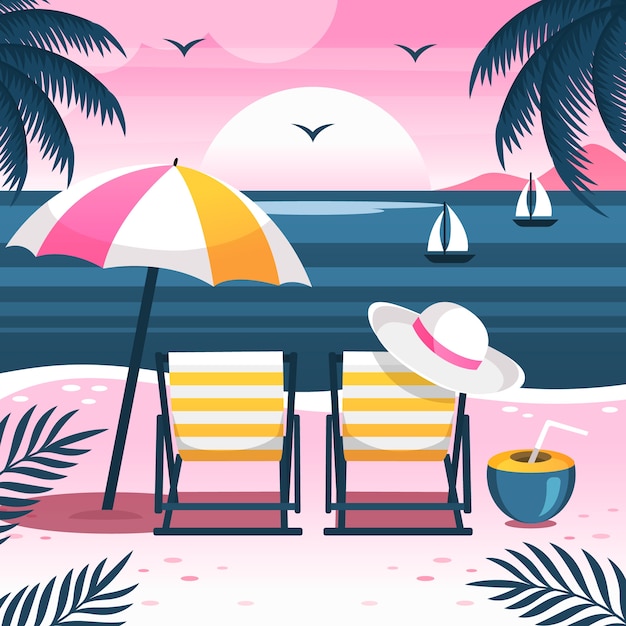 Gradient 80s summer illustration