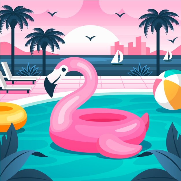 Gradient 80s summer illustration