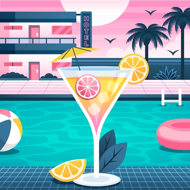 Gradient 80s summer illustration