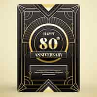 Free vector gradient 80th birthday card template