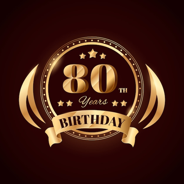 Бесплатное векторное изображение Градиентный логотип 80-летия