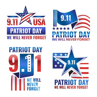 Collezione di distintivi del giorno del patriota gradiente 9.11