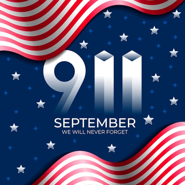 Бесплатное векторное изображение Градиент 9,11 день патриота иллюстрация