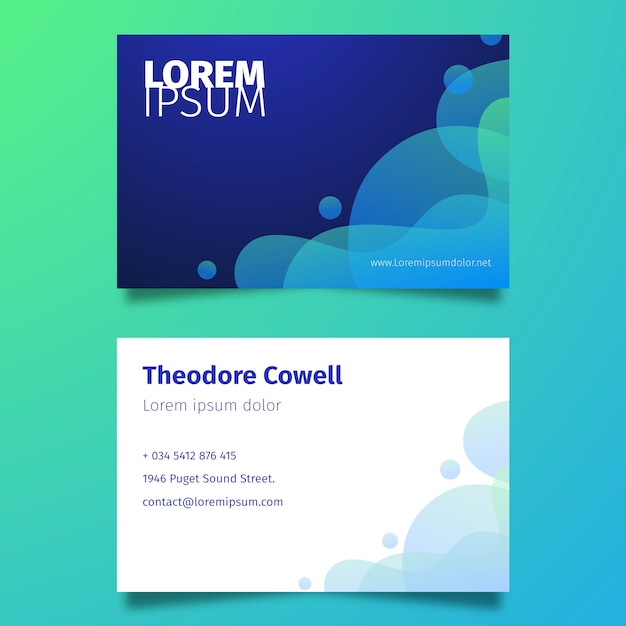 Free vector gradient abstract double-sided horizontal business card template