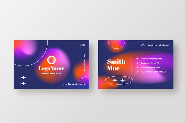 Free vector gradient abstract double-sided horizontal business card template