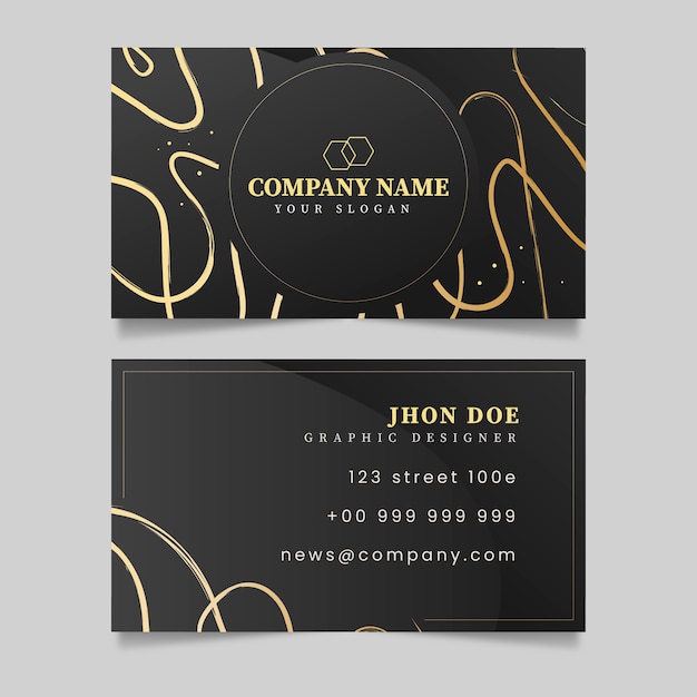 Gradient abstract double-sided horizontal business card template