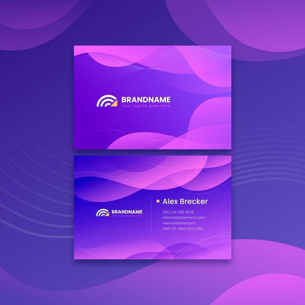 Gradient abstract double-sided horizontal business card template