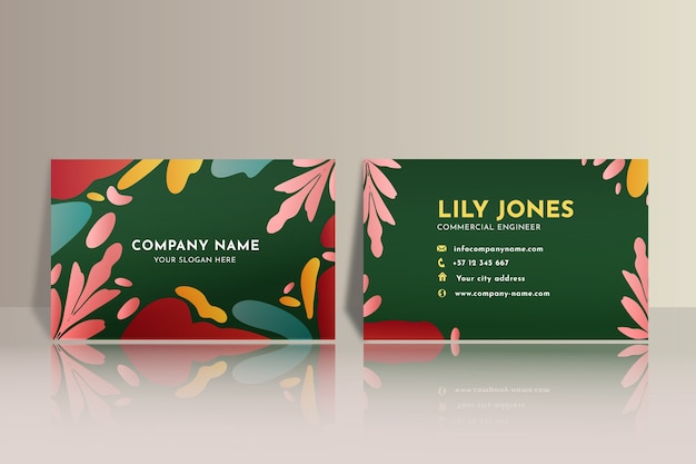 Gradient abstract double-sided horizontal business card template