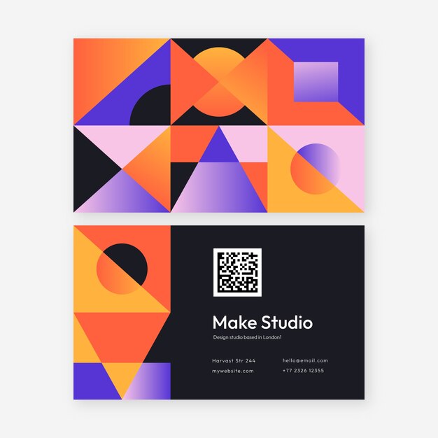 Gradient abstract double-sided horizontal business card template