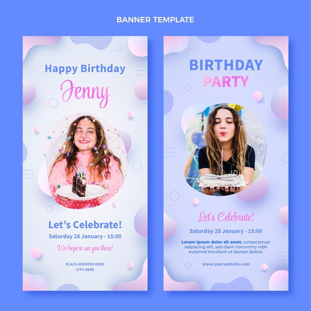 gradient abstract fluid birthday banners vertical