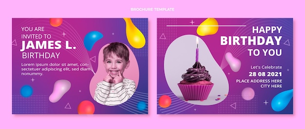 gradient abstract fluid birthday brochure