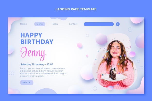 Free vector gradient abstract fluid birthday landing page