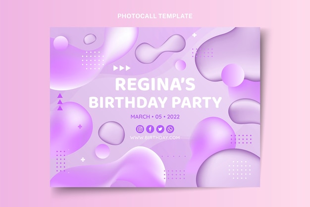 Free vector gradient abstract fluid birthday photocall