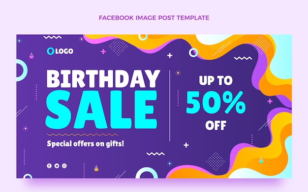 Gradient abstract fluid birthday social media post template