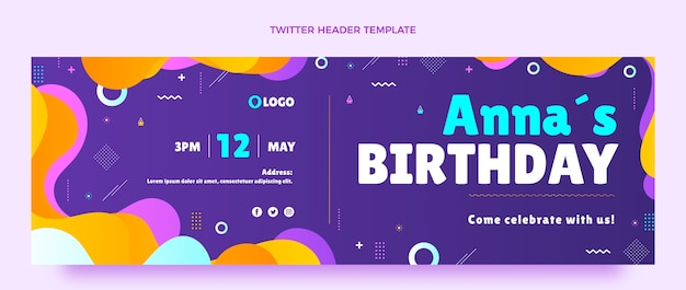 Gradient abstract fluid birthday twitter header