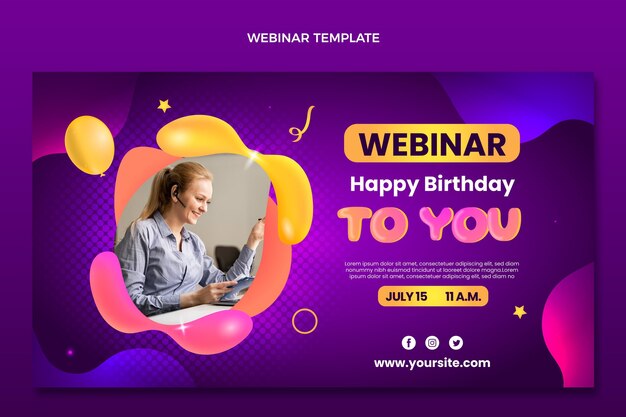 Webinar di compleanno fluido astratto sfumato