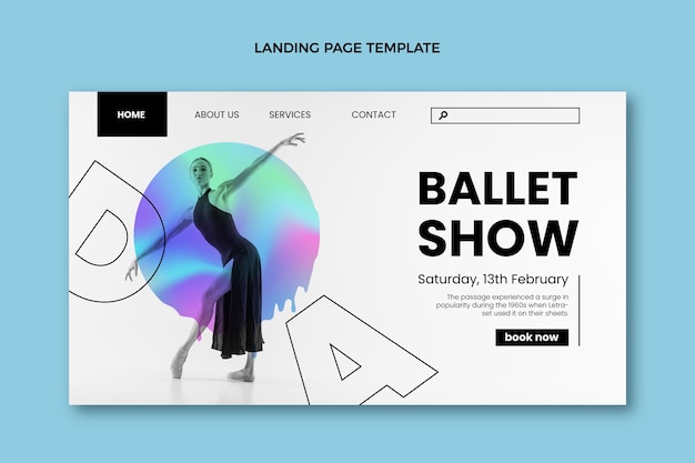 Gradient abstract fluid dance show landing page