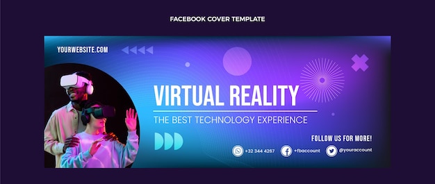 Free vector gradient abstract fluid technology facebook cover