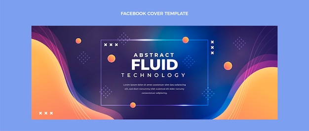 Бесплатное векторное изображение Обложка facebook с градиентной абстрактной жидкой технологией