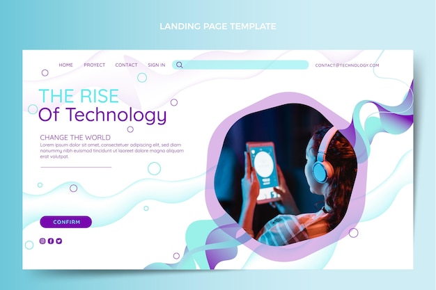 Free vector gradient abstract fluid technology landing page