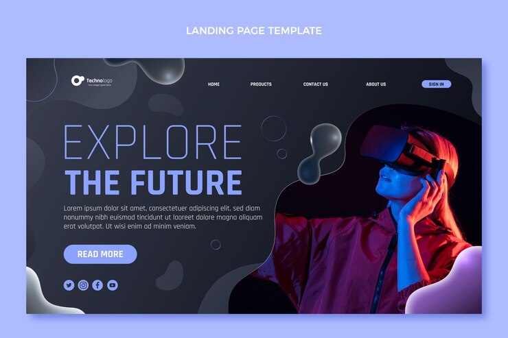 Free Vector gradient abstract fluid technology landing page