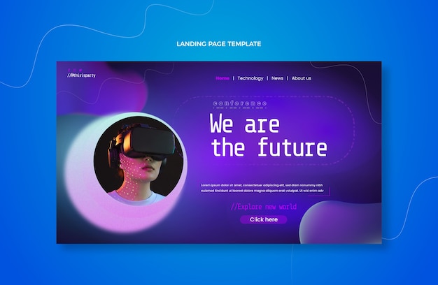 Gradient abstract fluid technology landing page