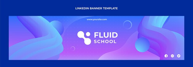 Free vector gradient abstract fluid technology linkedin banner