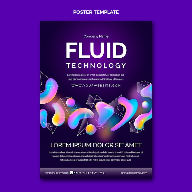 Gradient abstract fluid technology poster