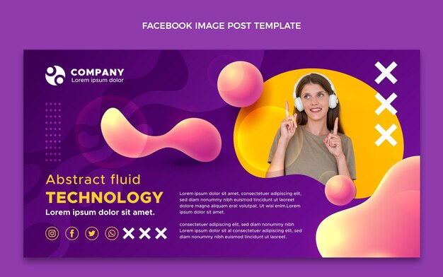gradient abstract fluid technology social media post template