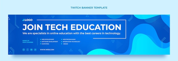 Free vector gradient abstract fluid technology twitch banner