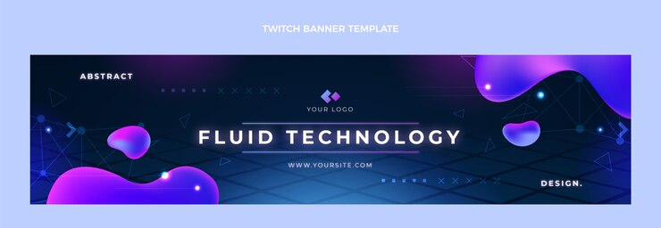 Free Vector gradient abstract fluid technology twitch banner