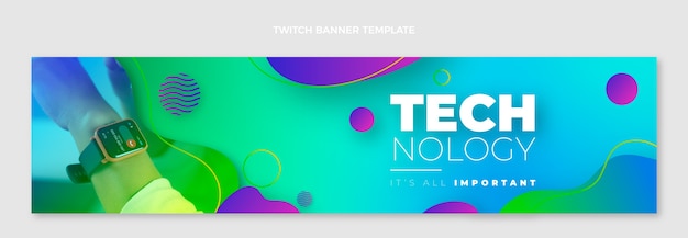 Gradient abstract fluid technology twitch banner