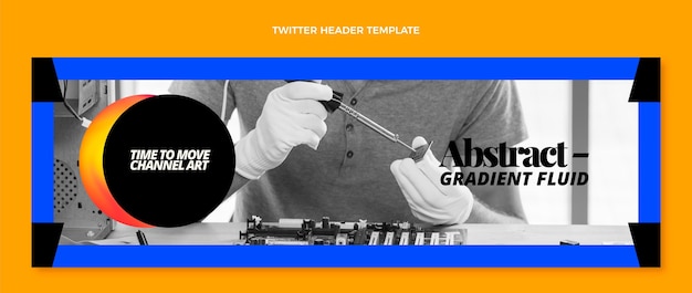 Free vector gradient abstract fluid technology twitter header