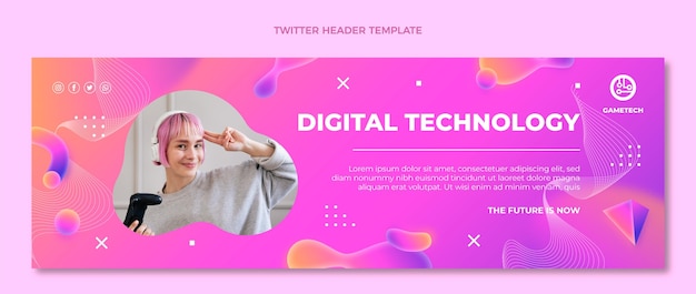 Free vector gradient abstract fluid technology twitter header