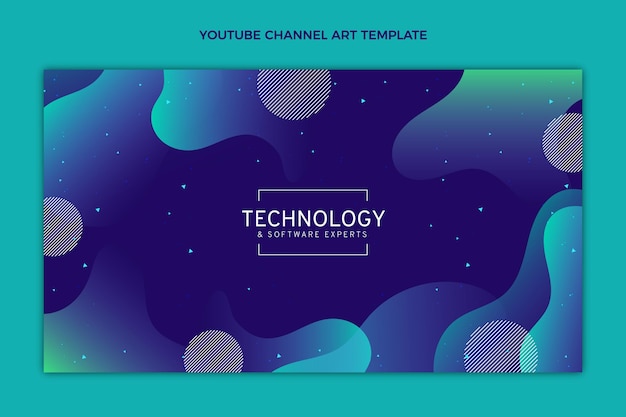 Free vector gradient abstract fluid technology youtube channel art