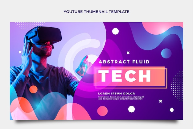 Free vector gradient abstract fluid technology youtube thumbnail